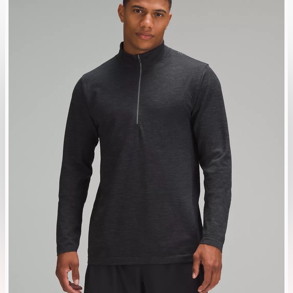 Lululemon performance half zip up hoodie grey sz L layering shirt Host Pick!!
